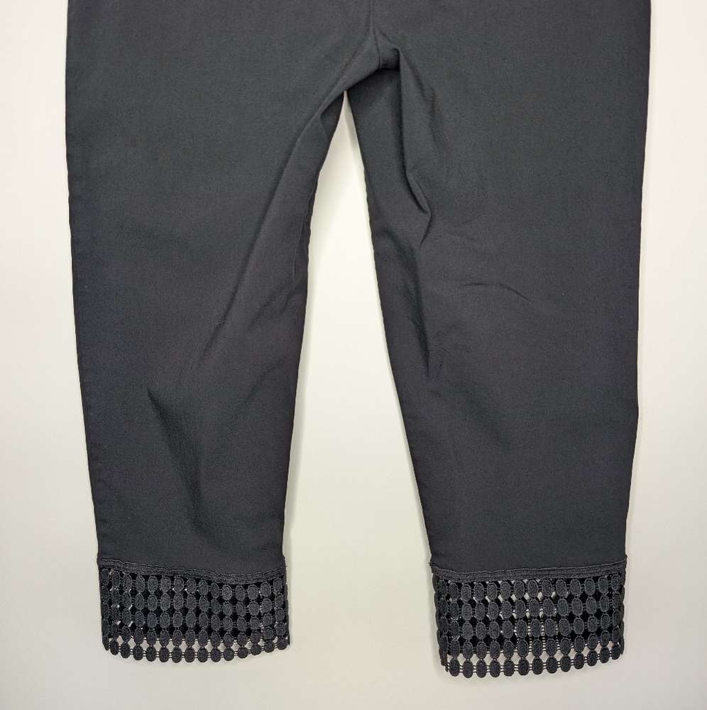 Zac & Rachel Womens Black Pull on Cropped Capris Pants with Ankle Details Size 8 - Picture 9 of 12